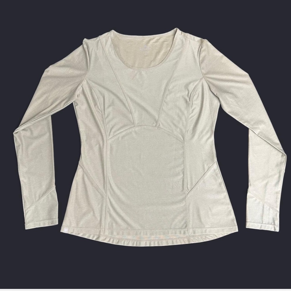 Athleta Canyon Lands 2 Tan Long Sleeve Workout Base Layer Top- size Small